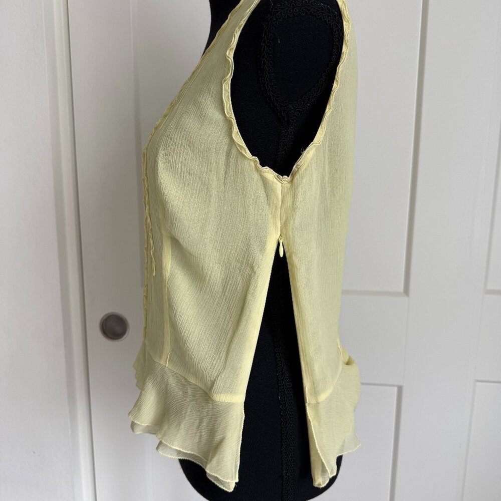 Women's Yellow Sleeveless Blouse, Side Zip,with Silk Lining by Ann Taylor, Sz S - Picture 5 of 6